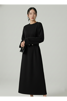 Bel Bağlamalı Elbise-Siyah