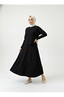 Reglan Kol Örme Triko Takım-Siyah