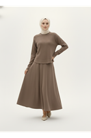 Reglan Kol Örme Triko Takım-Vizon