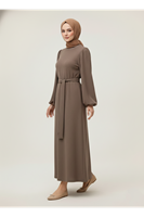 Balon Kol Örme Triko Elbise-Vizon