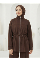 Beli Tünelli Pantolonlu Takım-Kahve