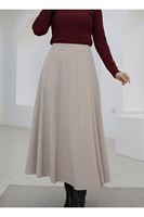 Çıma Detaylı Parçalı Etek-Taş