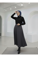 Çıma Detaylı Parçalı Etek-Antrasit