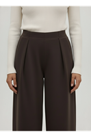 Pileli Bol  Pantolon-Kahve