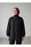 Apoletli Cep Kapaklı Ceket-Siyah