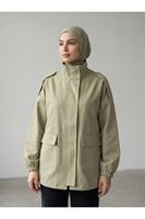 Apoletli Cep Kapaklı Ceket-Mint