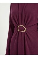 Toka Detay Elbise-Bordo