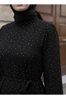 Taşlı Elbise-Siyah