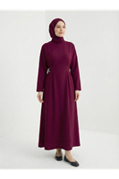 Kuşak Aksesuarlı Elbise-Bordo