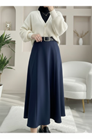 Kelebek Detaylı Dabıl Etek-Lacivert