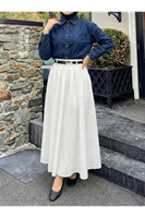 Kemer Detay Terikoton Etek-Beyaz