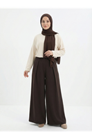 Geniş Pileli Pantolon-Kahve