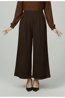 Cırt Bantlı Scuba Krep Pantolon-Kahve