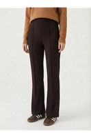 İspanyol Paça Scuba Pantolon-Kahve