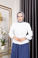 Bel Büzgülü Tunik-Ekru