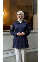 Yan Bağlamalı Saten Tunik-Lacivert