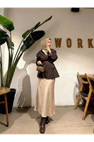 Fermuar Detay Saten Etek-Taş