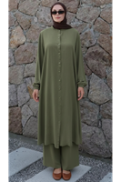 Hakim Yaka Uzun Pantolonlu Takım-Haki