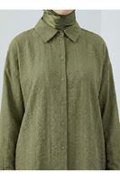 Geniş Raporlu Jakar Keten Tunik-Haki