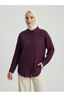 Çizgi Raporlu Keten Tunik-Bordo