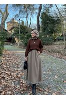 Cepli Bel Lastikli Etek-Vizon