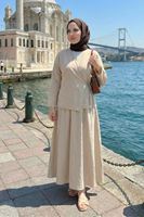 Yandan Bağlamalı Etekli Takım-Taş