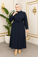 Pat Detay Elbise-Lacivert