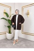 Cep Detay Atlas Hırka-Kahve