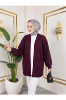 Cep Detay Atlas Hırka-Bordo