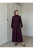 Omuz Pile Detay Etekli Takım-Bordo