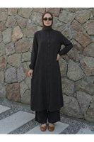 Hakim Yaka Uzun Pantolonlu Takım-Siyah