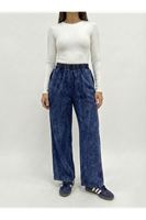 Cep Detay Lastikli Pantolon-Mavi