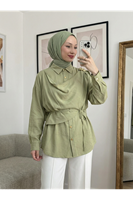 Omuz Toka Detay Aller Tunik-YAĞ YEŞİLİ