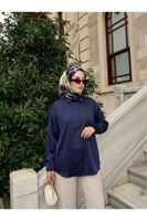 Saten Tunik-Lacivert