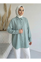 Kendinden Çizgili Tunik-Mint