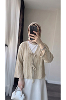 Pileli Ön İki Bağlamalı Tunik-Taş