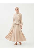 Omuz Aksesuar Pile Detay Etekli Takım-Vizon