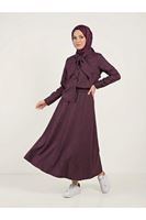 Yaka Detay Etekli Takım-Bordo