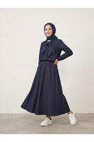 Yaka Detay Etekli Takım-Lacivert