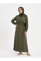 Aller Detay Patlı Elbise-Haki