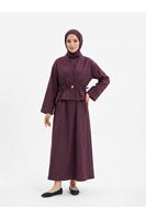 Ceket Detay İkili Elbise-Bordo