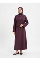 Ceket Düğme Detay İkili Elbise-Bordo