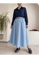 Kemer Detay Terikoton Etek-Mavi