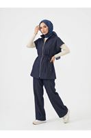 Yelek Fermuar Detay Pantolon Çımalı Takım-Lacivert