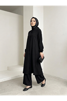 Hakim Yaka Uzun Pantolonlu Takım-Siyah