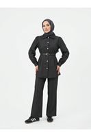 Ön Arka Pensli Pantolonlu Takım-Siyah