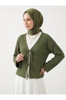 Ön Bağlamalı Örme Tunik-Haki