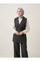 Yaka Detay Yelek-Siyah