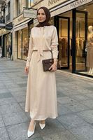 Yaka Bağlamalı Saten Etekli Takım-Taş