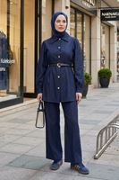 Ön Arka Pensli Pantolonlu Takım-Lacivert